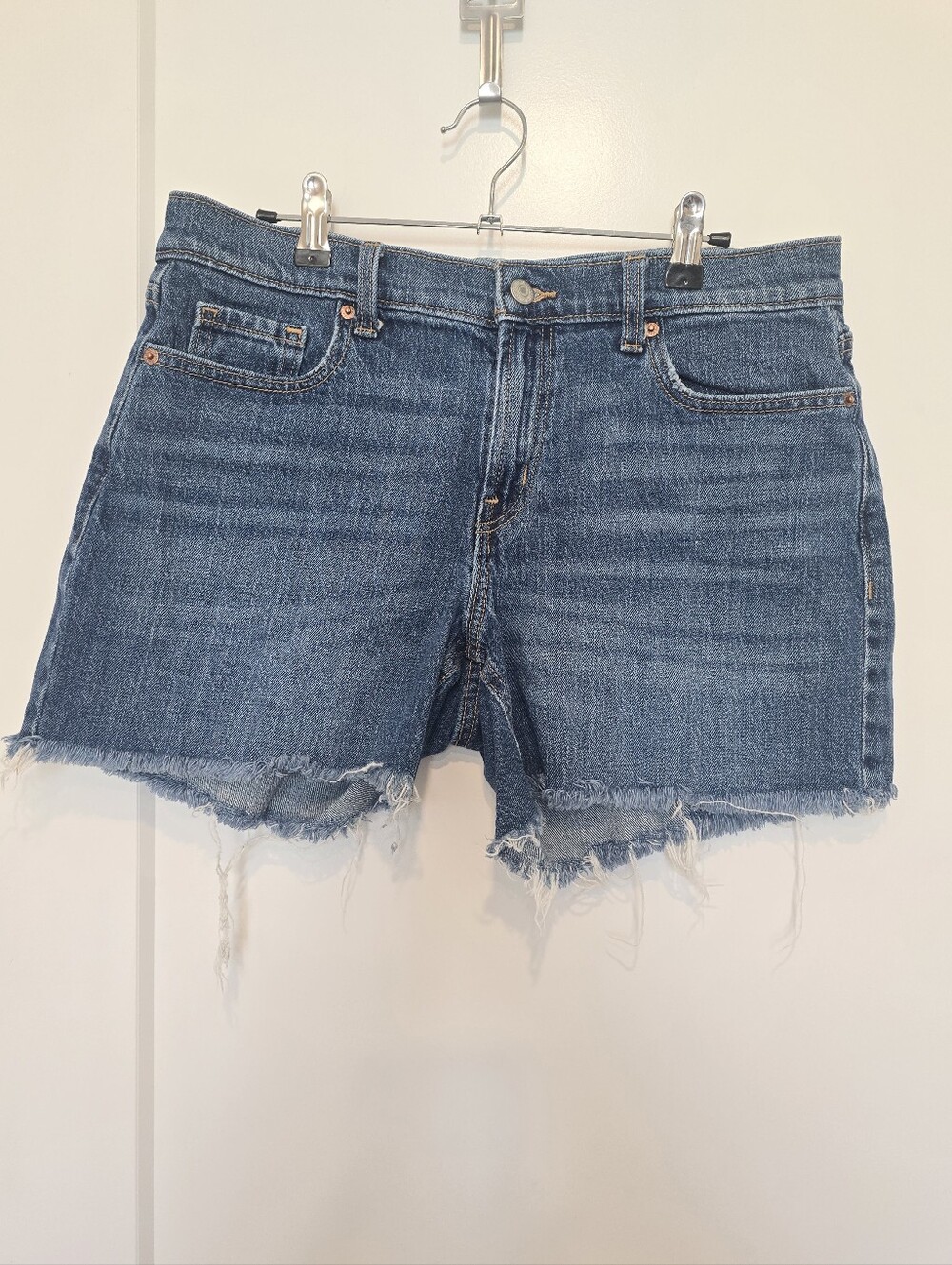 Old Navy Medium Dark Blue Denim Cutoff Shorts Mid-rise Boyfriend